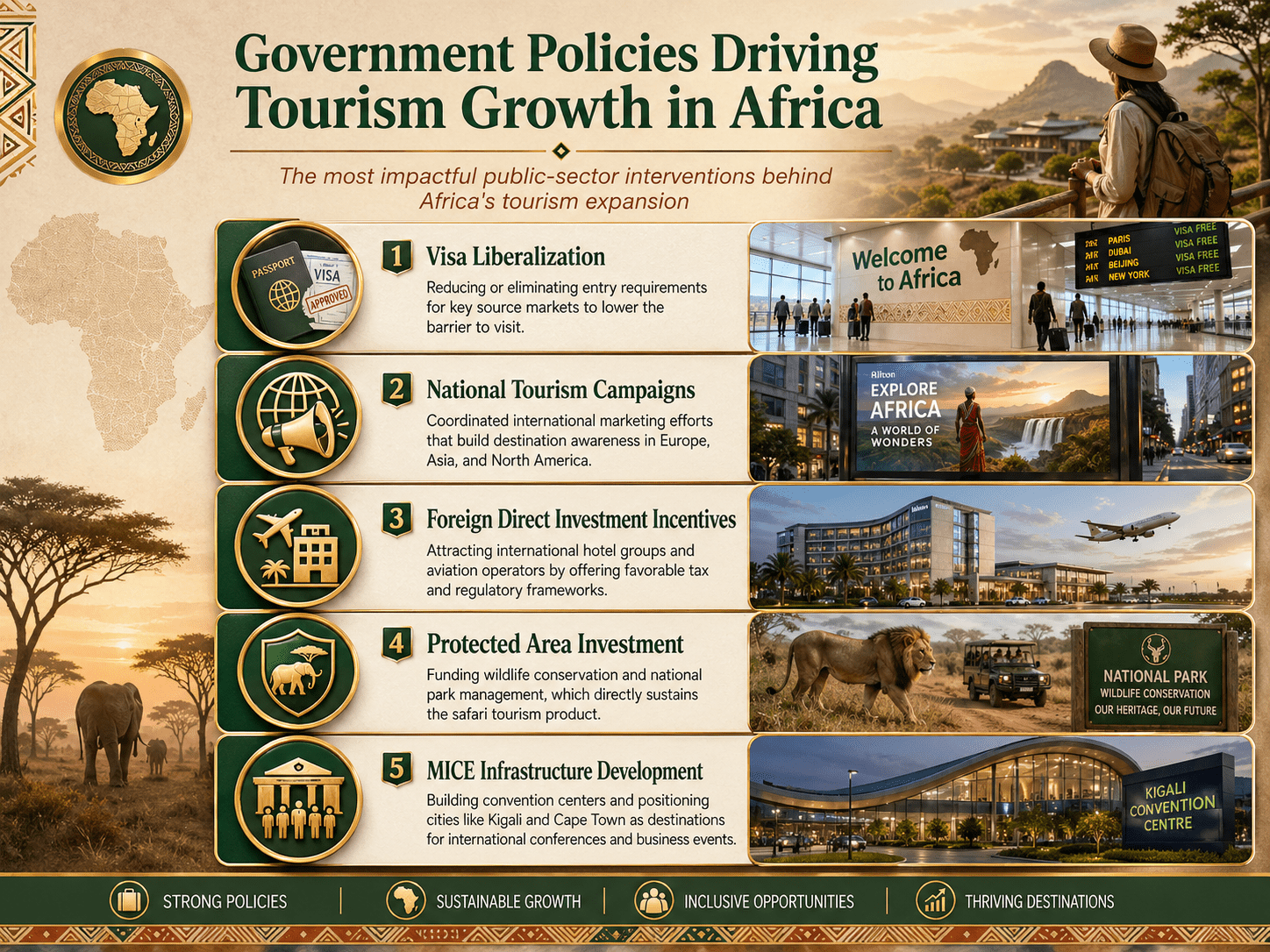 What role do government policies play in tourism growth?
