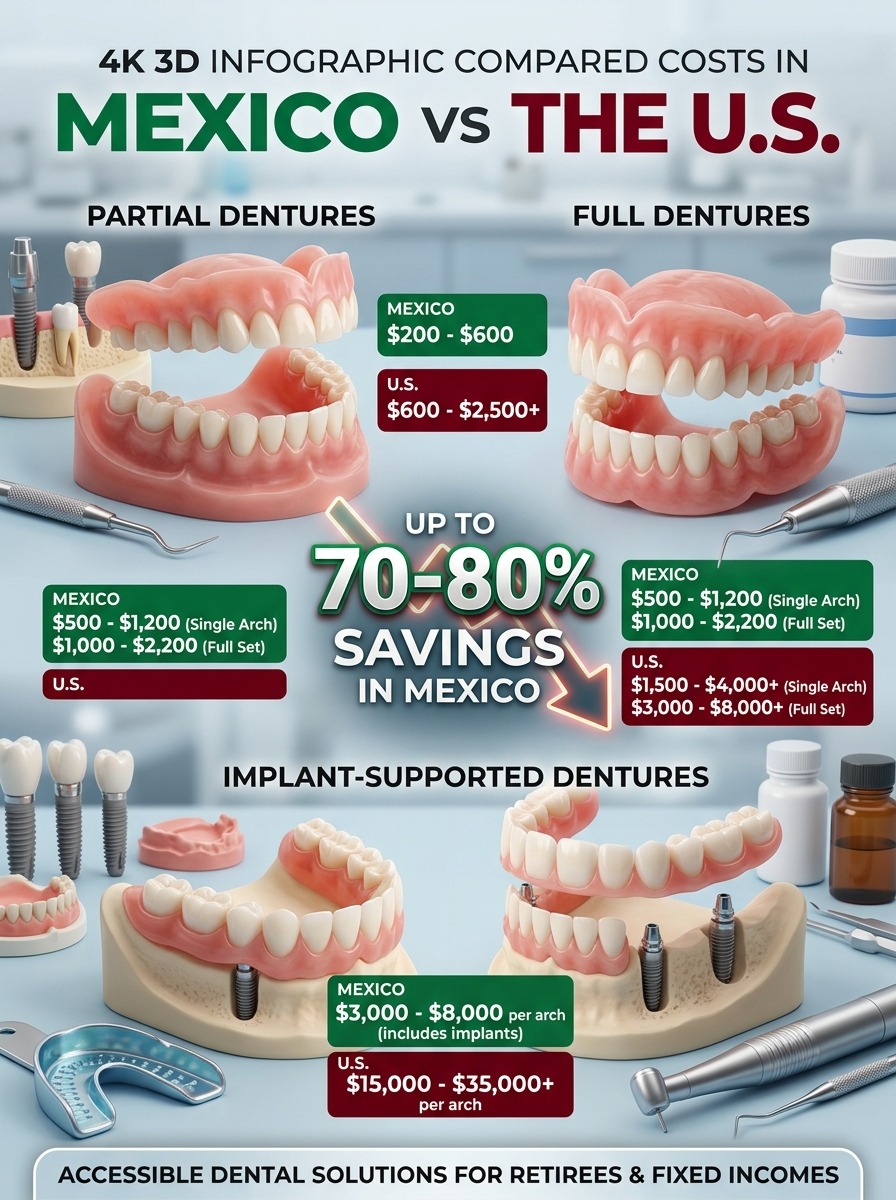 What do dentures cost in Mexico?