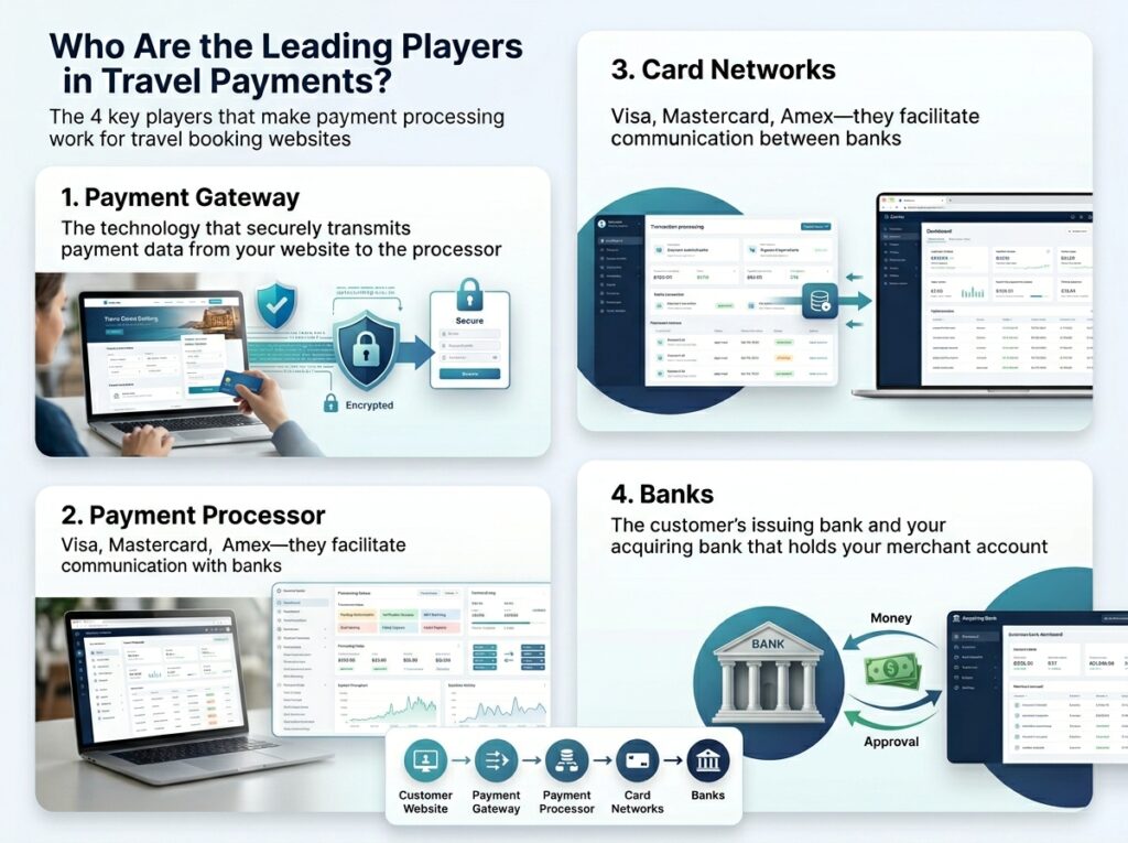 Four key players make payment processing for travel booking sites work